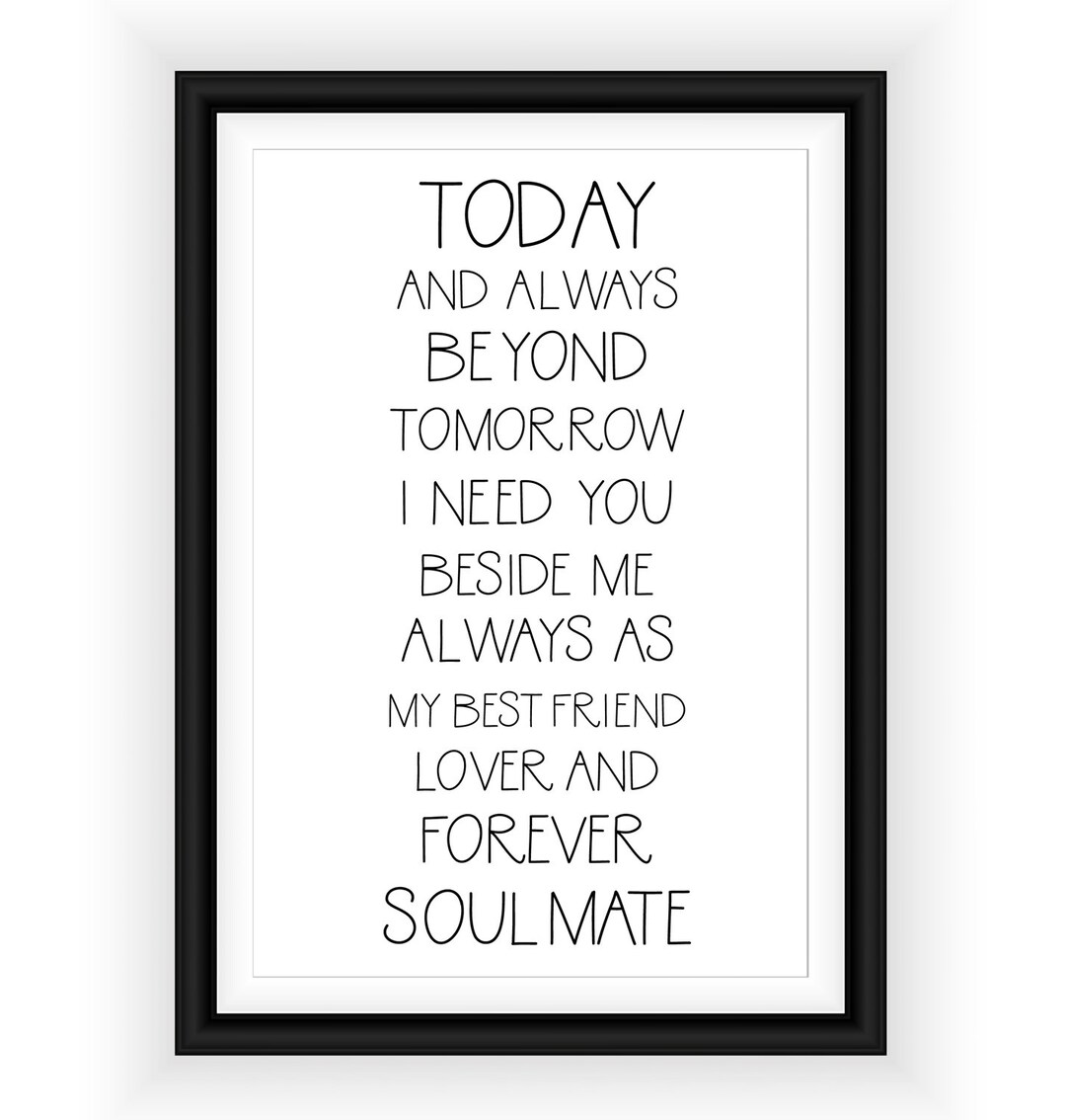 Soulmate Love Quote Art Print / Poster Typography Modern Etsy