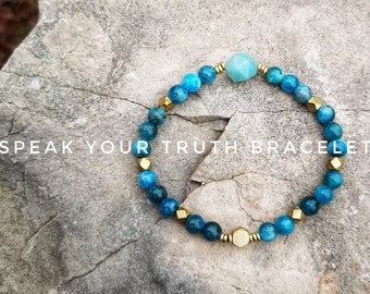 Speak Your Truth Bracelet / High Quality Crystal Healing Bracelet / Activate Your Throat Chakra / Communication / Mala Bracelet