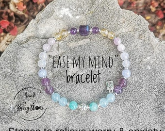 Pulseira calmante anti-ansiedade | Pulseira EASE my MIND | Pedras para concentração, auxílio no aprendizado, TDAH, acalmar a mente e foco