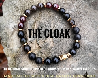 The CLOAK Protection Bracelet / High Quality Crystal Healing Bracelet /  High Grade Lustrous Natural Russian Shungite/  EMF Shield