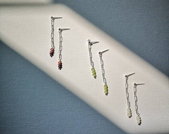 Silver Birthstone Earrings / Sterling Silver 3mm Studs with Gemstone Drop / January - December Birthstone Jewelry