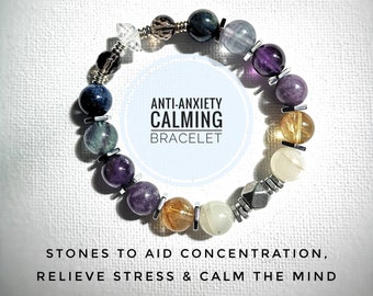 Pulseira Calmante Anti-ansiedade | Pulseira CALM | pedras para aumentar o poder de concentração e ajudar no aprendizado, TDAH, acalmar a mente, foco
