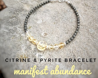 Dainty Citrine & Pyrite Bracelet: Handmade Gemstone Jewelry