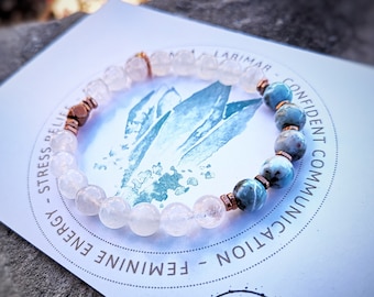 Genuine Larimar Bracelet | DIVINE FEMININE Bracelet | 8mm Calming blue larimar Gemstones | Gift for Mom, Wife, Sister | Tranquil energies