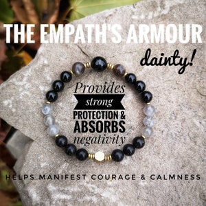 The Empath's Armour Protection Bracelet / High Quality Crystal Healing Bracelet /  High Grade Lustrous Natural Russian Shungite/  EMF Shield