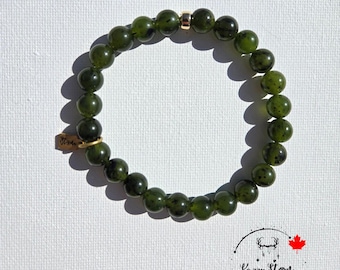 Canadian Nephrite Jade Bracelet: Handmade 14K Gold-Filled Accent