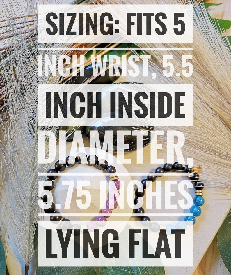 May include: Black beaded bracelet with gold accents. Sizing information: Fits 5 inch wrist, 5.5 inch inside diameter, 5.75 inches lying flat.