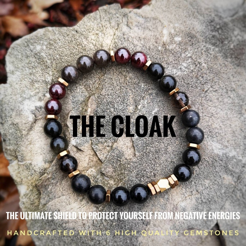 The CLOAK Protection Bracelet / High Quality Crystal Healing Bracelet / High Grade Lustrous Natural Russian Shungite/ EMF Shield image 1