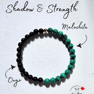 Malachite & Onyx, Shadow and Strength Bracelet — Kindred Currents Collection, 6mm Gemstone Stretch Bracelet