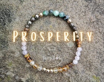 PROSPERITY Bracelet / Manifest all the abundance & wealth the universe wants for you! /  Tiger's Eye, Jade, Citrine, Pyrite, Rose quartz