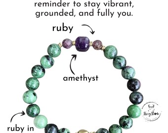 Ruby in Zoisite, Amethyst & Ruby Bracelet – Rebel Bloom – Crystal