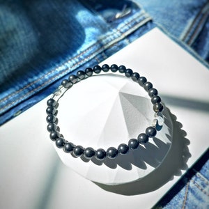 Shungite Moon Bracelet / High Quality Lustrous Natural Shungite / EMF Shield / Absorb Negativity /  EMF & Empath Protection