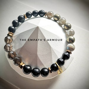 The Empath's Armour Protection Bracelet / High Quality Crystal Healing Bracelet /  AAA Grade Lustrous Natural Russian Shungite/  EMF Shield