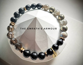 The Empath's Armour Protection Bracelet / High Quality Crystal Healing Bracelet /  AAA Grade Lustrous Natural Russian Shungite/  EMF Shield