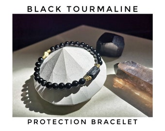 Black Tourmaline Bracelet: Handmade Crystal Healing, Empath Protection
