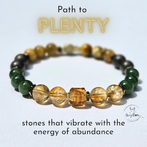 Canadian Green Jade, Citrine, Pyrite, Tiger’s Eye, Path to Plenty Bracelet, Prosperity Gemstone Stretch Bracelet, Handmade in Canada