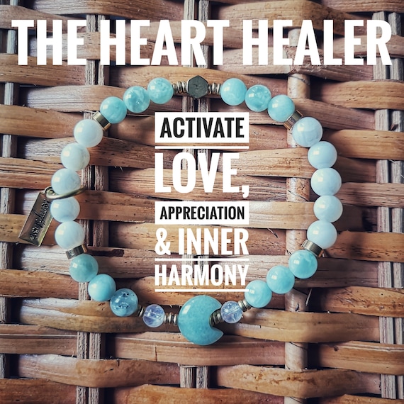 Heart Chakra Healing Bracelet: Aventurine, Mother of Pearl, Hemimorphite