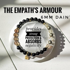 The Empath&#39;s Armour Protection Bracelet 6mm/ High Quality Crystal Healing Bracelet /High Grade Lustrous Natural Russian Shungite/ EMF Shield