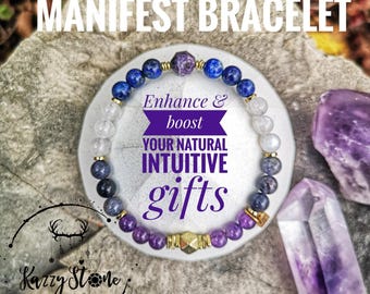 Amethyst Lapis Bracelet - Manifest Bracelet / High Quality Crystal Healing Bracelet / Amethyst and Lapis Lazuli - Activate third eye chakra