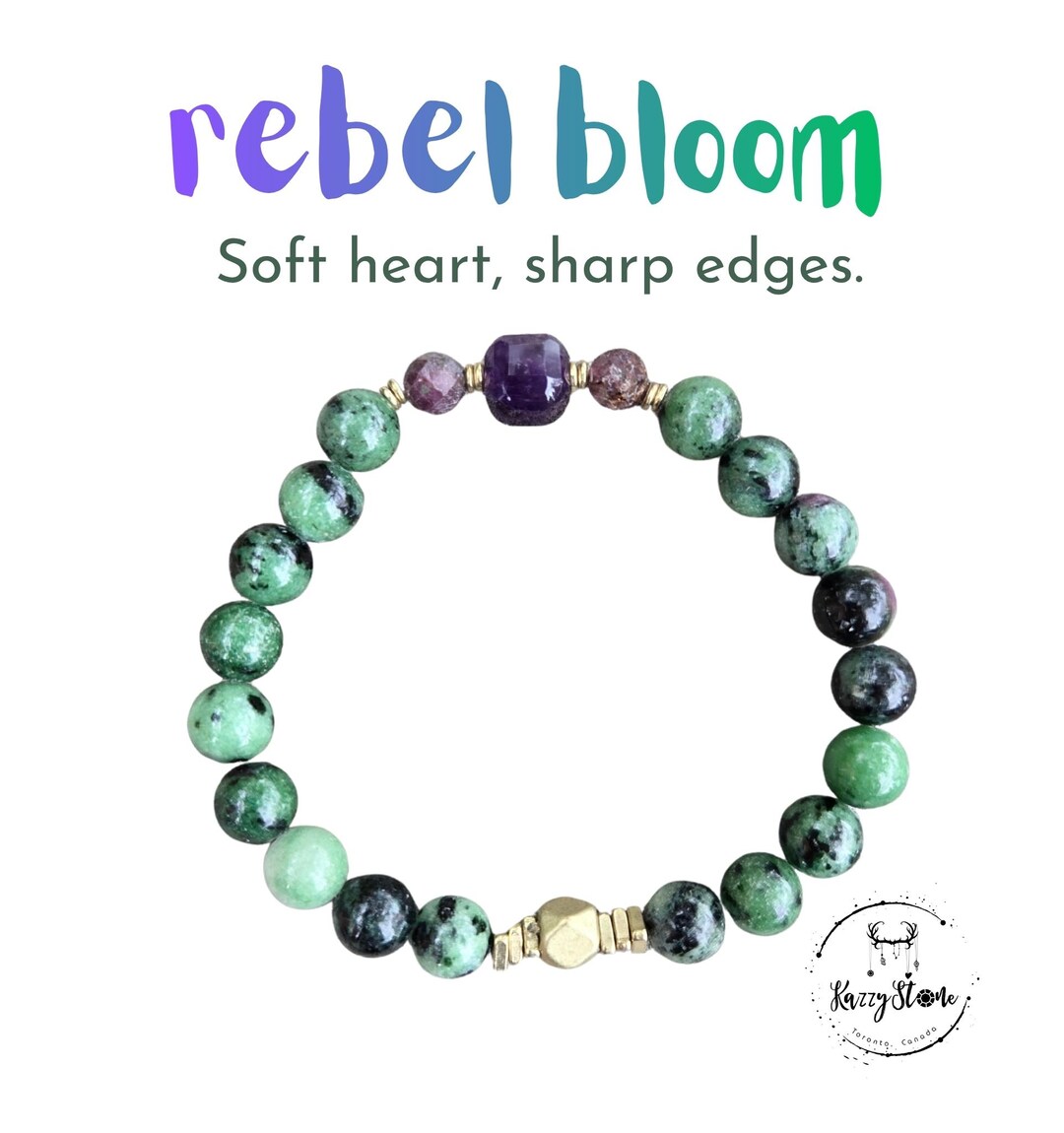 Ruby in Zoisite, Amethyst & Ruby Bracelet – Rebel Bloom – Crystal