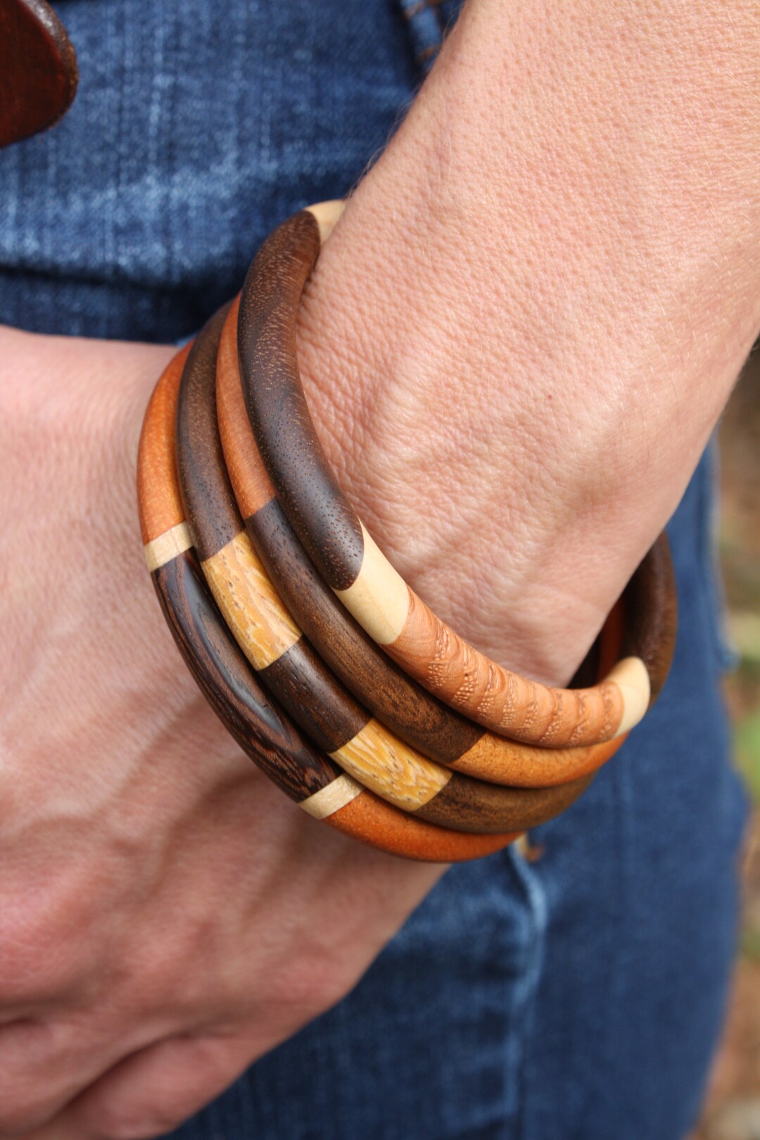 Stackable Wood Bracelet, Colorful Bangle, Handmade Bangle, Wood ...