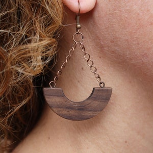 Wooden Earrings, Dangle and Drop Earrings, Handmade earrings, Boho earrings, Statement earrings, womens earrings image 3