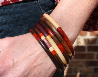 Stackable Wood bracelet, colorful bangle, handmade bangle, wood bracelet, bangle bracelet, bracelet for women, multicolor bracelet