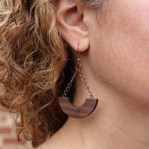 Wooden Earrings, Dangle and Drop Earrings, Handmade earrings, Boho earrings, Statement earrings, womens earrings image 1