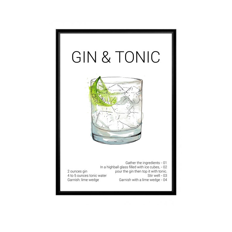 Gin and Tonic Print Gin and Tonic Gin Lover Poster Wall Etsy