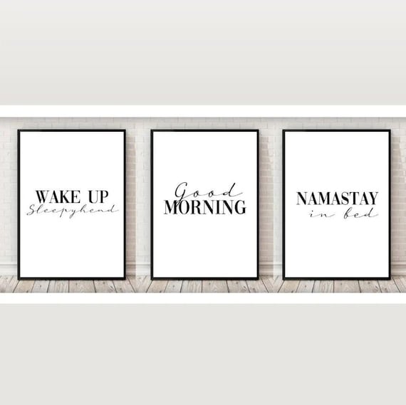 Set of 3 Prints, Morning Print, Bedroom Print, Print, Wall Art, Home Decor, Wall Print, Typography, Quote Print, Bedroom Wall Art, Namaste