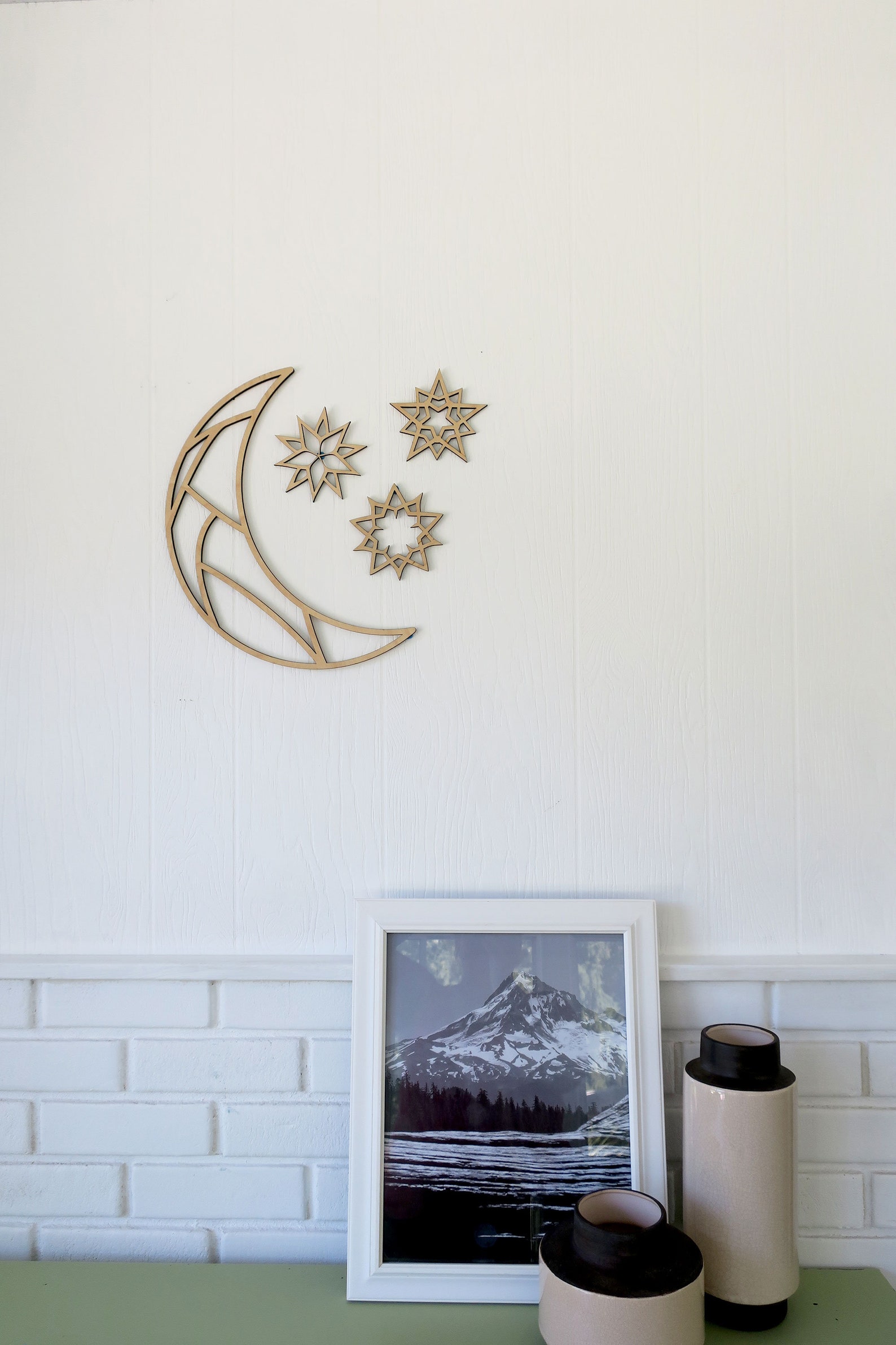 Moon and Stars Wall Decor Wood Celestial Decor Boho Moon Etsy