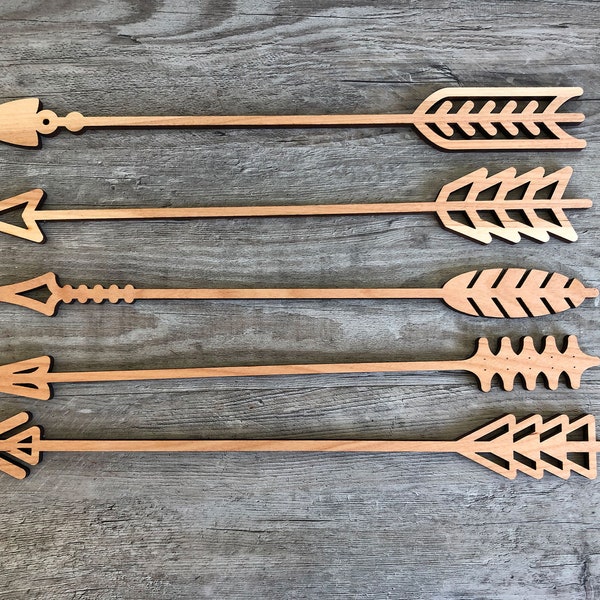 Set of 5 Wooden Arrow Nursery Decor, Modern Wood Arrow Wall Art from Birch, Eco-Friendly Unique Baby Gift