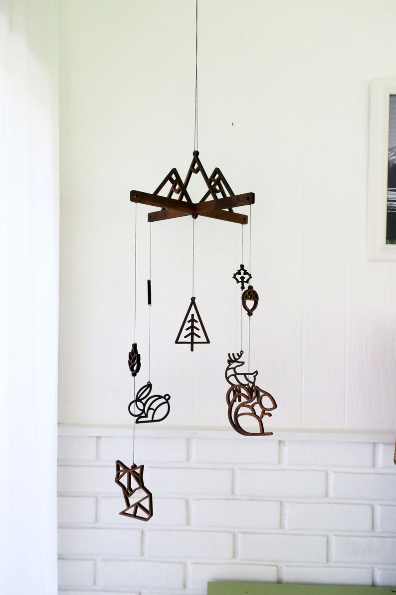 Woodland Baby Nursery Mobile Kit, Eco Friendly DIY Geometric Crib ...