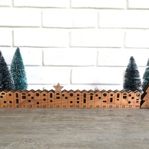 Wooden advent calendar for kids or adults, wood hygge Christmas countdown, scandi Christmas decorations
