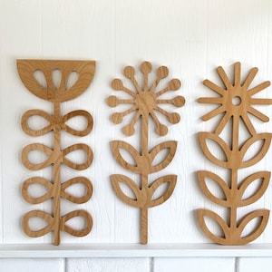 Large Scandinavian folk art flowers, woodland nursery decor, wooden Swedish folk art, unique baby gift