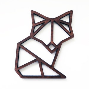 Flin the Fox, Wooden Geometric Fox Wall Decor, College Dorm Decor, Laser Cut Wall Art, Wooden Wall Art