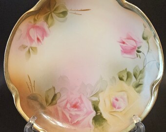 Antique J & C Louise Hohenzollern Bavaria Plate Hand Painted Roses 6.25"