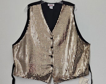 1950s 1960s Blue Sequin Sleeveless Vest Showgirl Burlesque Costume 