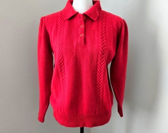 VTG Lambswool Angora Puff Sleeve Preppy Sweater Women sz Medium
