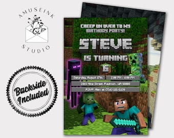 Minecraft invitations Etsy image about Printable Minecraft Invitations referred to as Minecraft invitations Etsy
