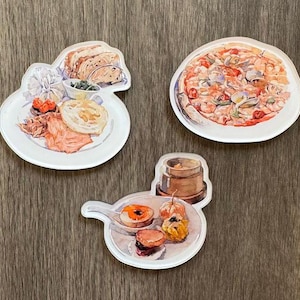Imán de comida para el refrigerador / Imán acrílico / Dibujo de comida / Dim Sum / Pizza / Desayuno durante todo el día / Regalo de Navidad / Año Nuevo / Decoración / Pizarra blanca