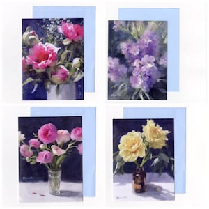 Cartão de nota de aquarela de flores | cartão de felicitações florais | Peônias | Ranúnculo | Matthiola Incana | Cartão de Natal