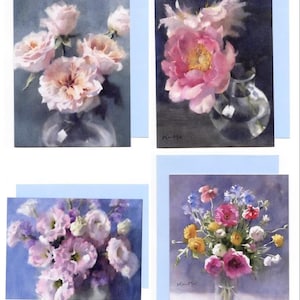 Blumen Aquarell Grußkarte | Blumen Grußkarte | Rosen | Pfingstrosen | Ranunkel | Lisianthus | Limonium | Blumenstrauß