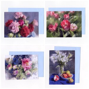 Notitiekaart waterverf bloemen | bloemenwenskaart | Pioenrozen | Anjers | Tulpen | Gemberlelies | Kerstkaart