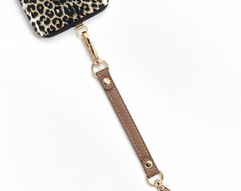 Vegan Leather Phone Camera Strap Attachment, Gold Hardware