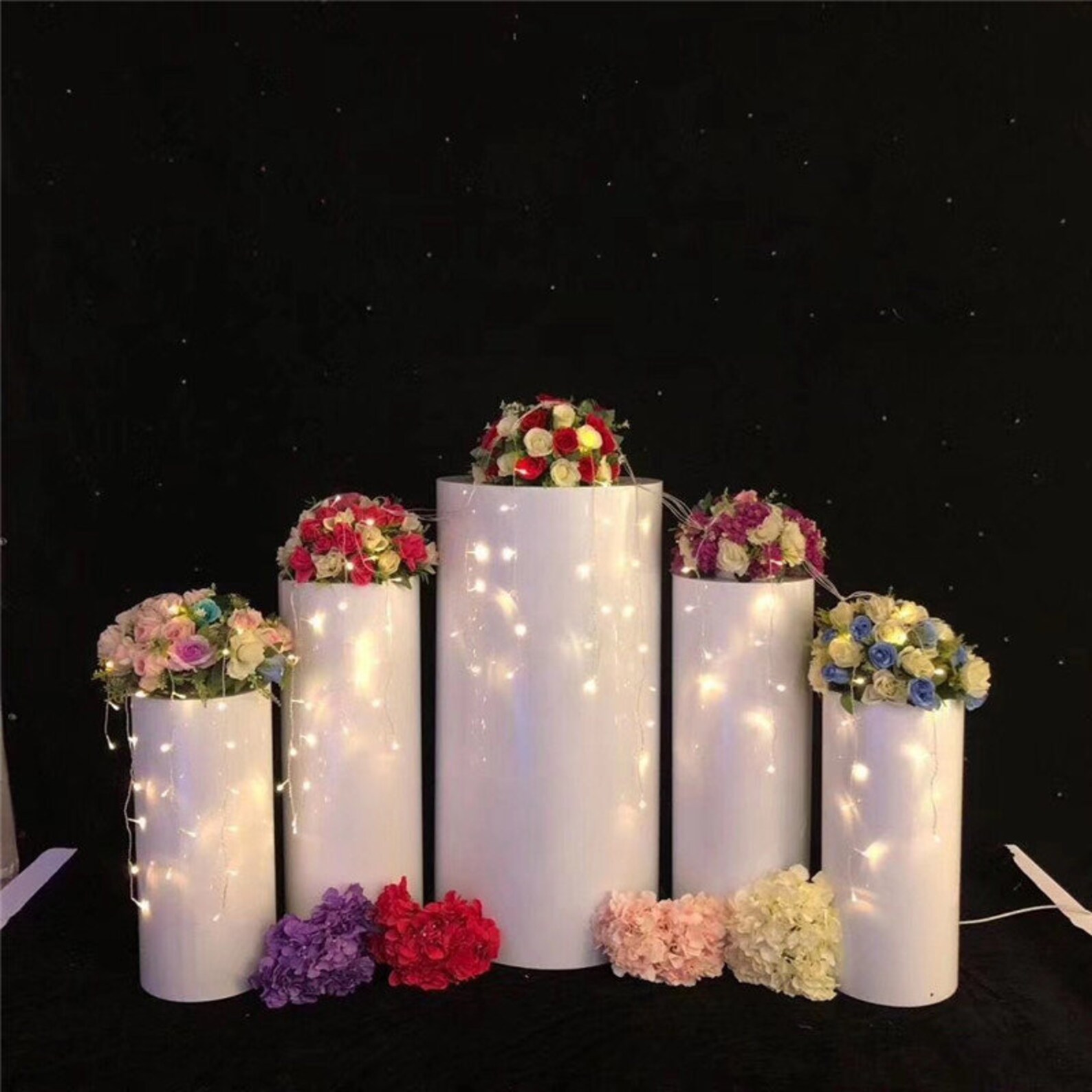 Wedding backdrop pillars cylinder pedestal stand white cake Etsy