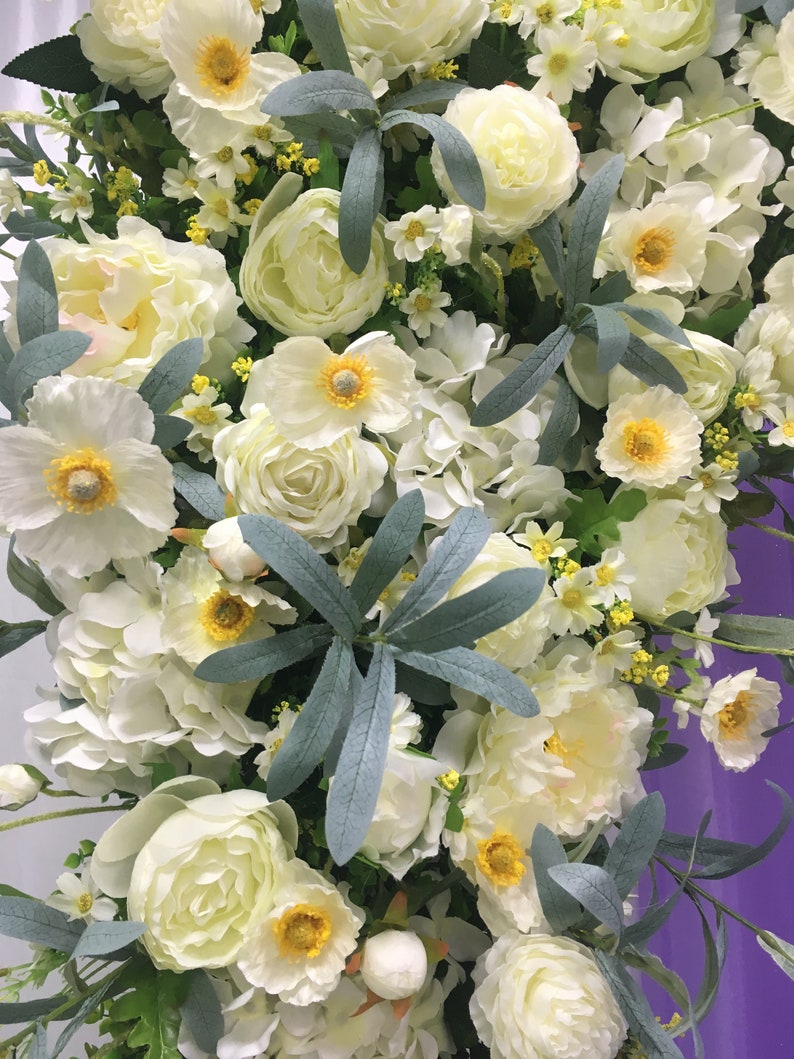 White Wedding Arch Swag Corner swag Artificial fake flowers Etsy