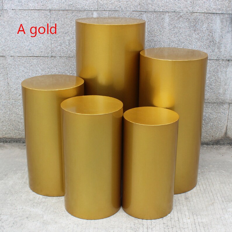 Round Wedding pillars cylinder pedestal backdrop stand white Etsy