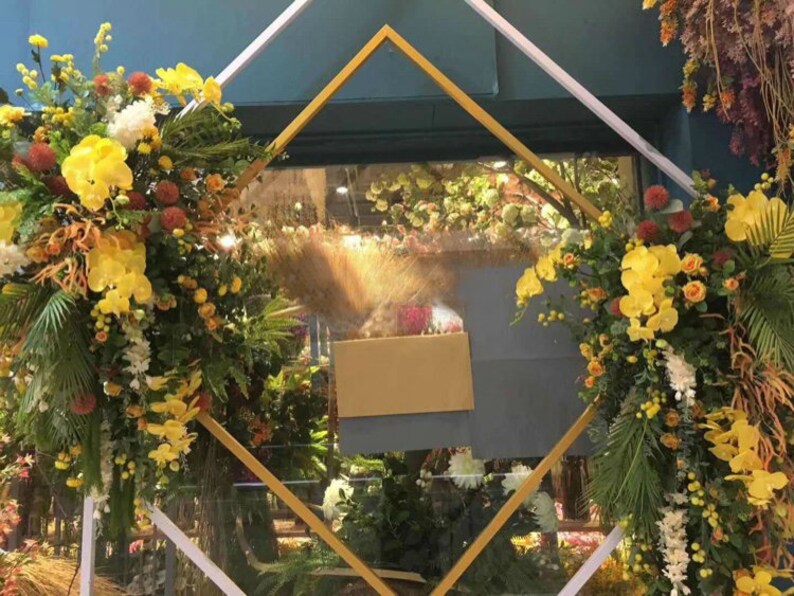 Diamond Wedding arch backdrop stand metal floral arch square Etsy