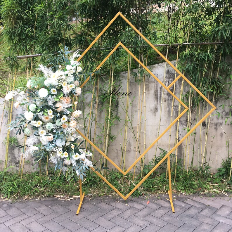 Diamond Wedding arch backdrop stand metal floral arch square Etsy